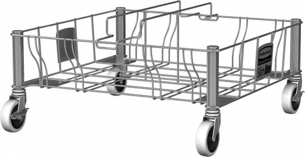 Rubbermaid SLIM JIM Single Trash/Garbage Can/Bin Dolly, Stainless Steel - 1968468