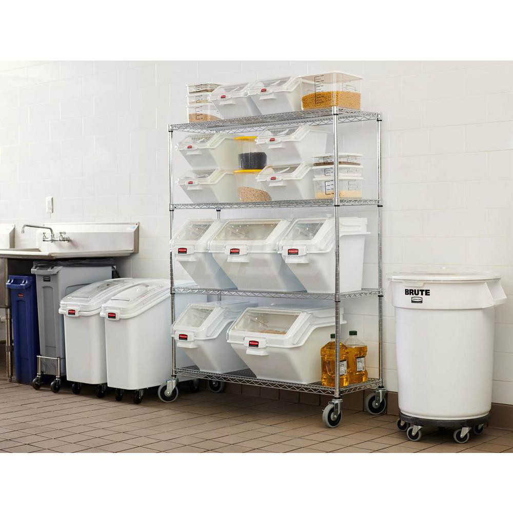 Rubbermaid SLIM JIM Single Trash/Garbage Can/Bin Dolly, Stainless Steel - 1968468