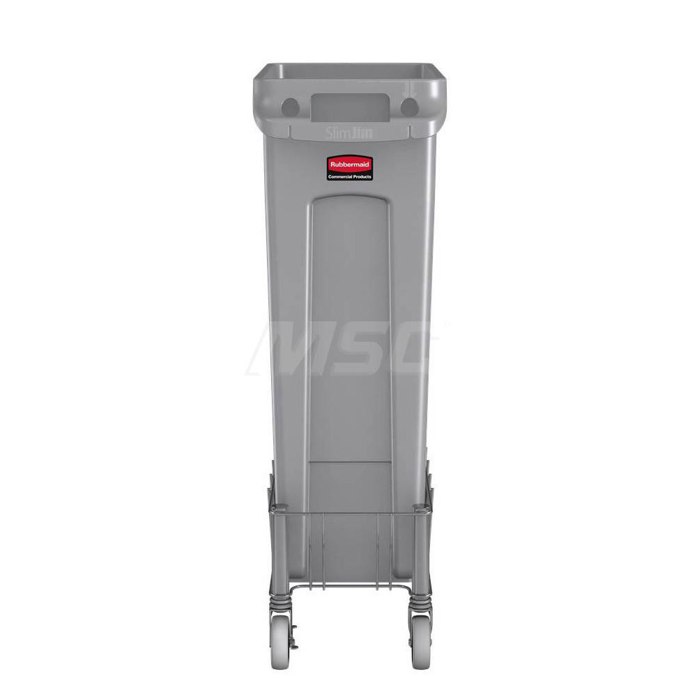 Rubbermaid SLIM JIM Single Trash/Garbage Can/Bin Dolly, Stainless Steel - 1968468