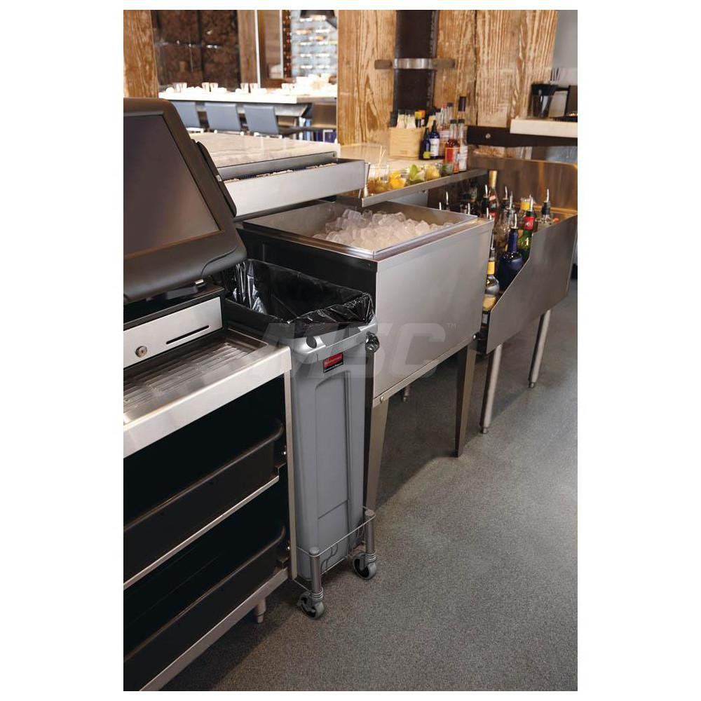 Rubbermaid SLIM JIM Single Trash/Garbage Can/Bin Dolly, Stainless Steel - 1968468