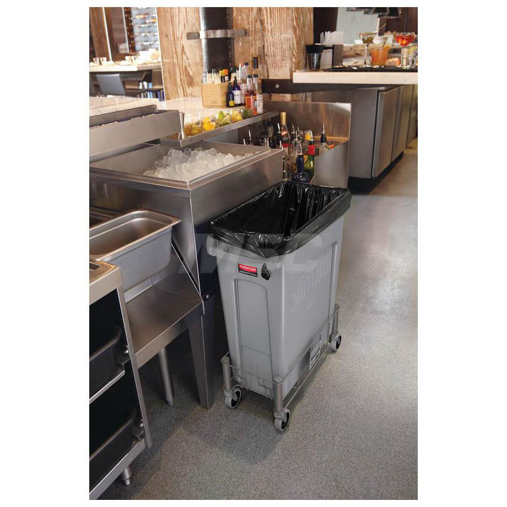 Rubbermaid SLIM JIM Single Trash/Garbage Can/Bin Dolly, Stainless Steel - 1968468