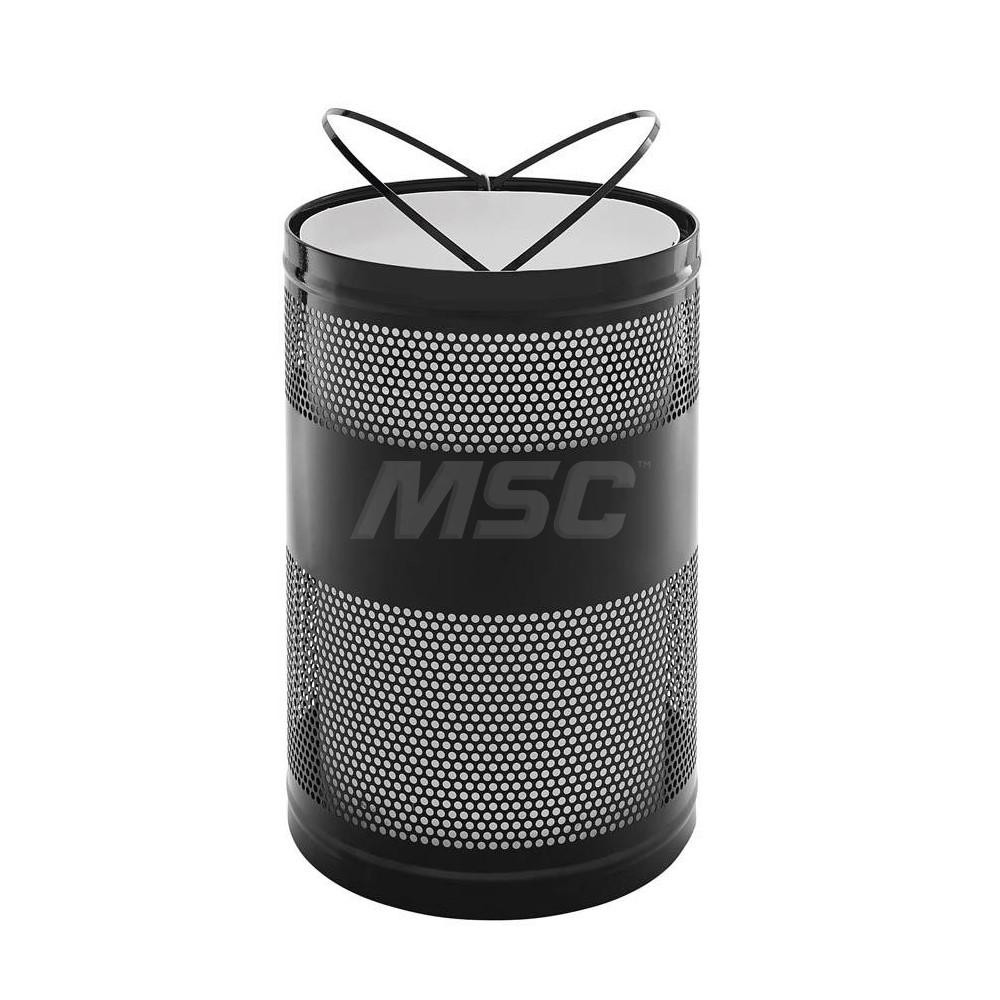 Rubbermaid Decorative Trash Can: 51 gal, Round, Black - FGS55ETBKPL