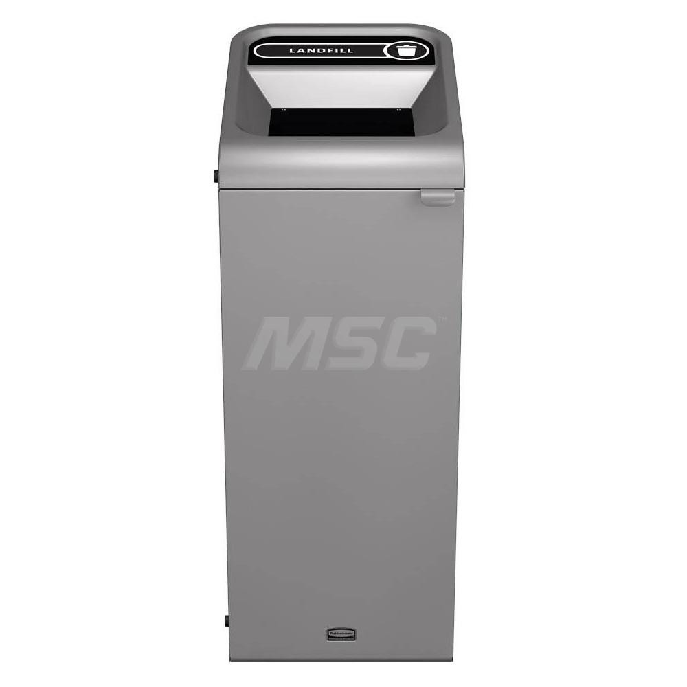Rubbermaid Decorative Indoor Waste Receptacle: 15 gal, Rectangle, Gray - 1961614