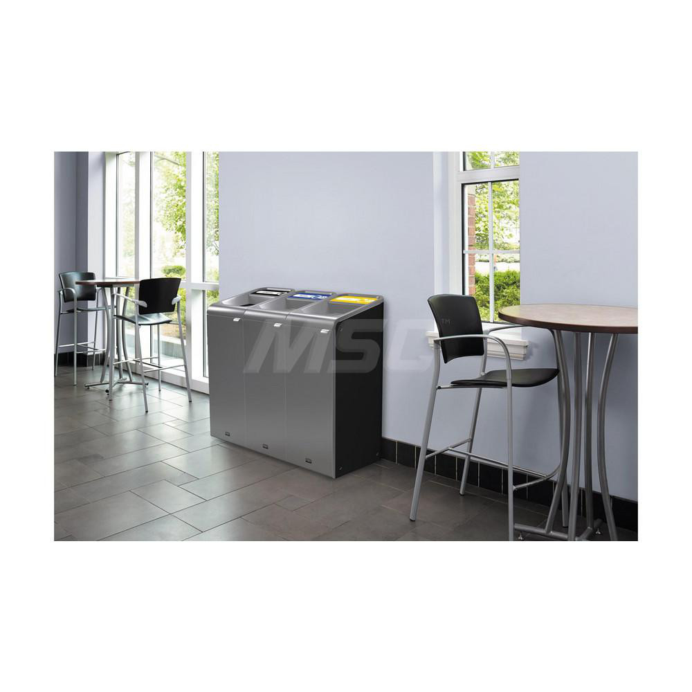 Rubbermaid Decorative Indoor Waste Receptacle: 15 gal, Rectangle, Gray - 1961614