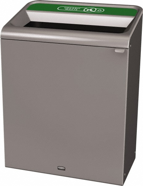 Rubbermaid Decorative Indoor Waste Receptacle: 33 gal, Rectangle, Gray - 1961506