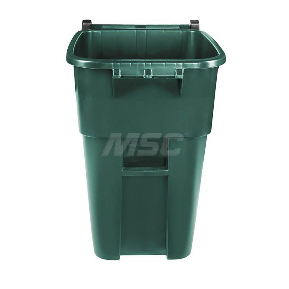 Rubbermaid Rollout Trash Can: 50 gal, Square, Green - 1829411