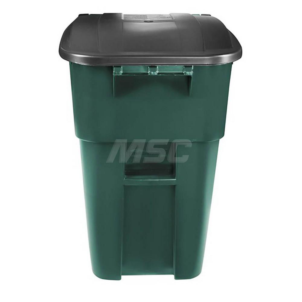 Rubbermaid Rollout Trash Can: 50 gal, Square, Green - 1829411