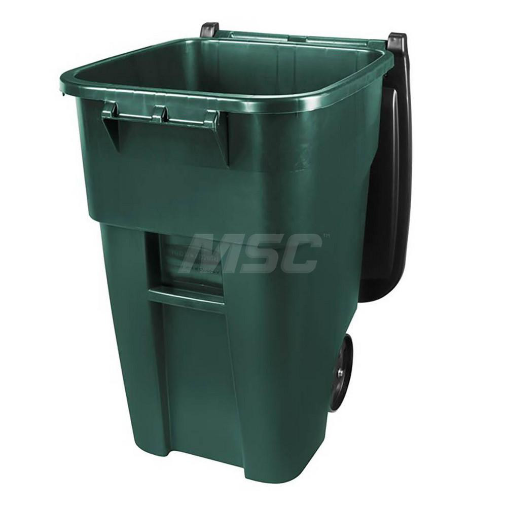 Rubbermaid Rollout Trash Can: 50 gal, Square, Green - 1829411