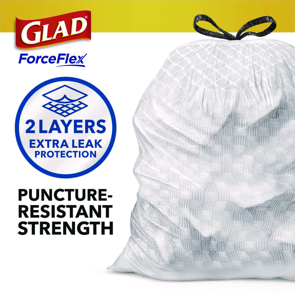 Glad Glad® ForceFlex Drawstring Trash Bags: 13 gal, 0.95 mil, Pack of 80 - CLO78899BX