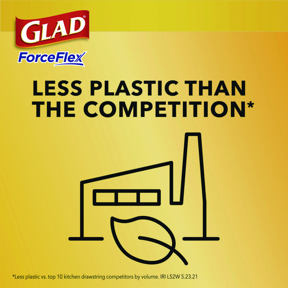Glad Glad® ForceFlex Drawstring Trash Bags: 13 gal, 0.95 mil, Pack of 80 - CLO78899BX