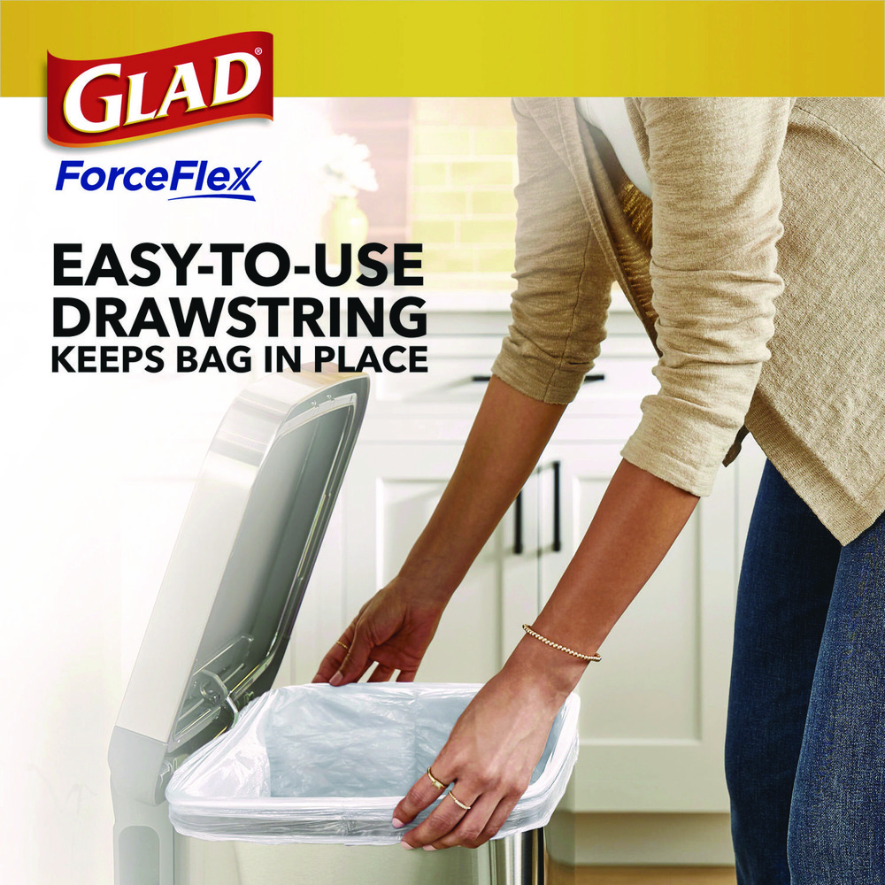 Glad Glad® ForceFlex Drawstring Trash Bags: 13 gal, 0.95 mil, Pack of 80 - CLO78899BX