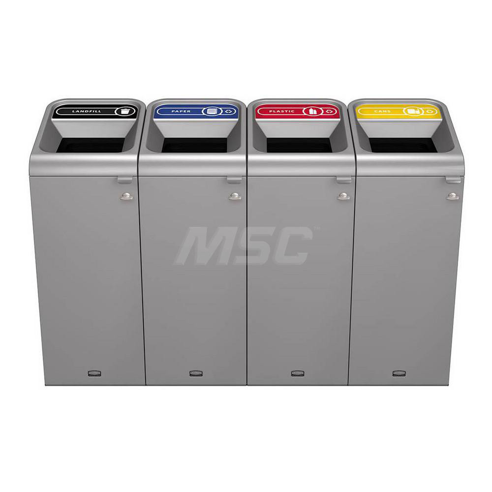 Rubbermaid Decorative Indoor Waste Receptacle: 15 gal, Rectangle, Gray - 1961616
