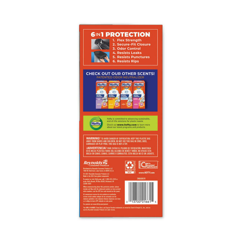 Hefty Hefty® Ultra Strong Drawstring Trash Bags: 13 gal, 0.9 mil, Pack of 80 - PCTE88352