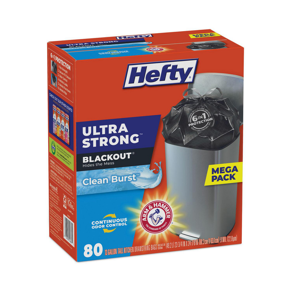 Hefty Hefty® Ultra Strong Drawstring Trash Bags: 13 gal, 0.9 mil, Pack of 80 - PCTE88352