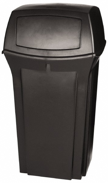 Rubbermaid Trash Can with Ash/Trash Top: 35 gal, Square, Brown - FG397100SBLE