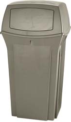 Rubbermaid Trash Can with Ash/Trash Top: 35 gal, Square, Brown - FG397100SBLE