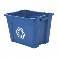 Rubbermaid Recycling Container: 32 gal, Round, Green - 1788472
