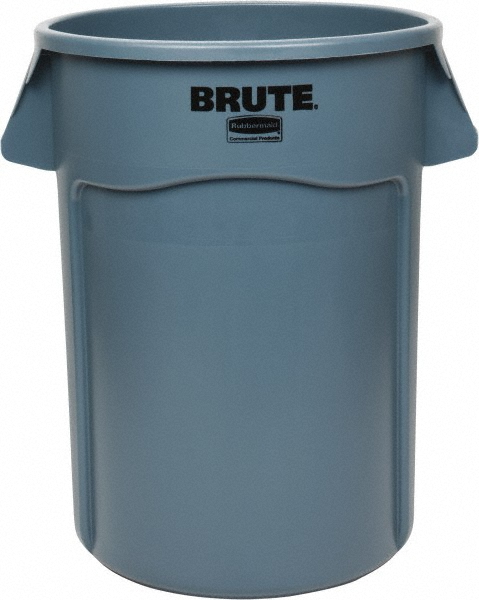Rubbermaid Trash Can: 44 gal, Round, Gray - 8809712/0979354