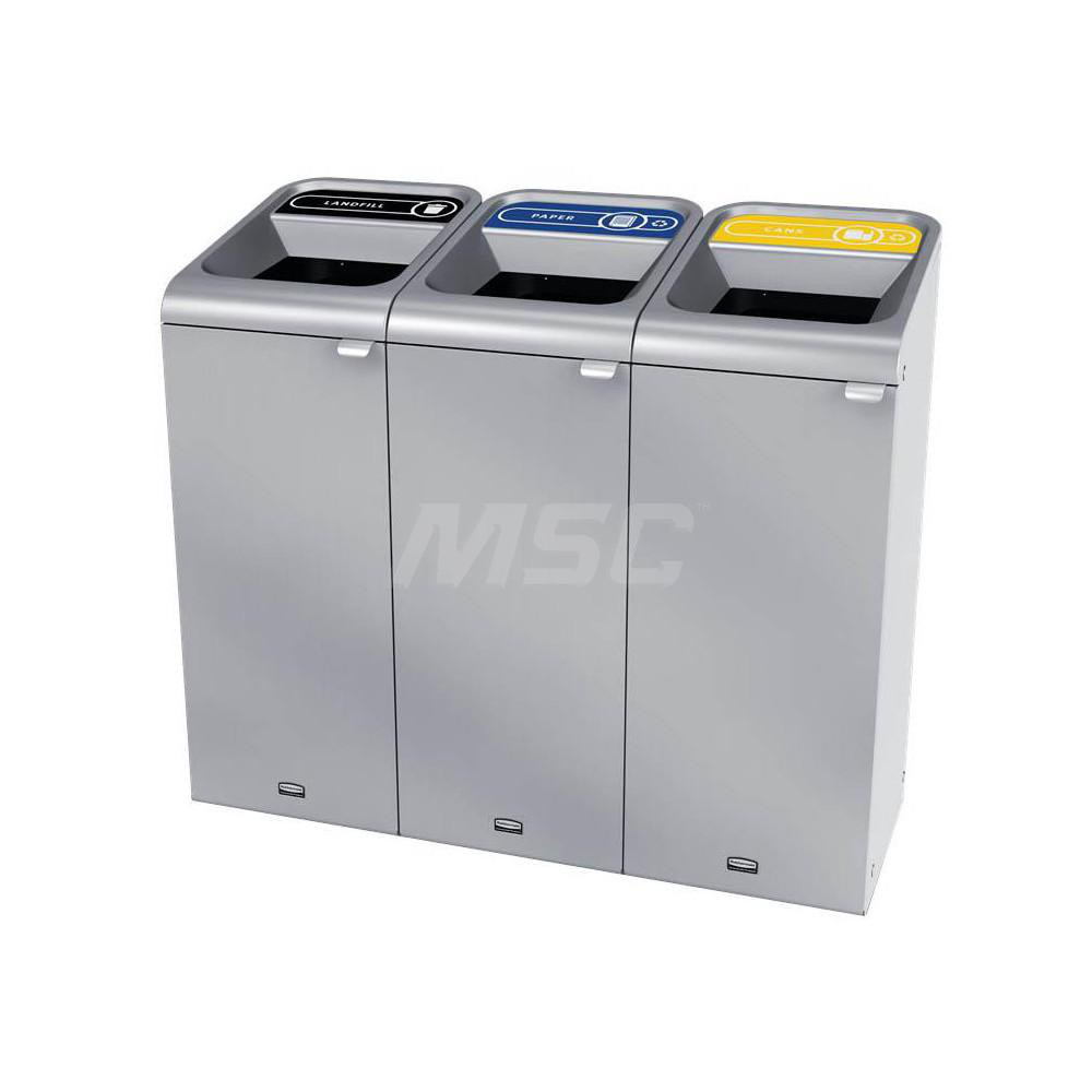 Rubbermaid Decorative Indoor Waste Receptacle: 15 gal, Rectangle, Gray - 1961619