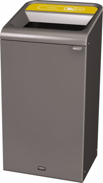 Rubbermaid Decorative Indoor Waste Receptacle: 15 gal, Rectangle, Gray - 1961619