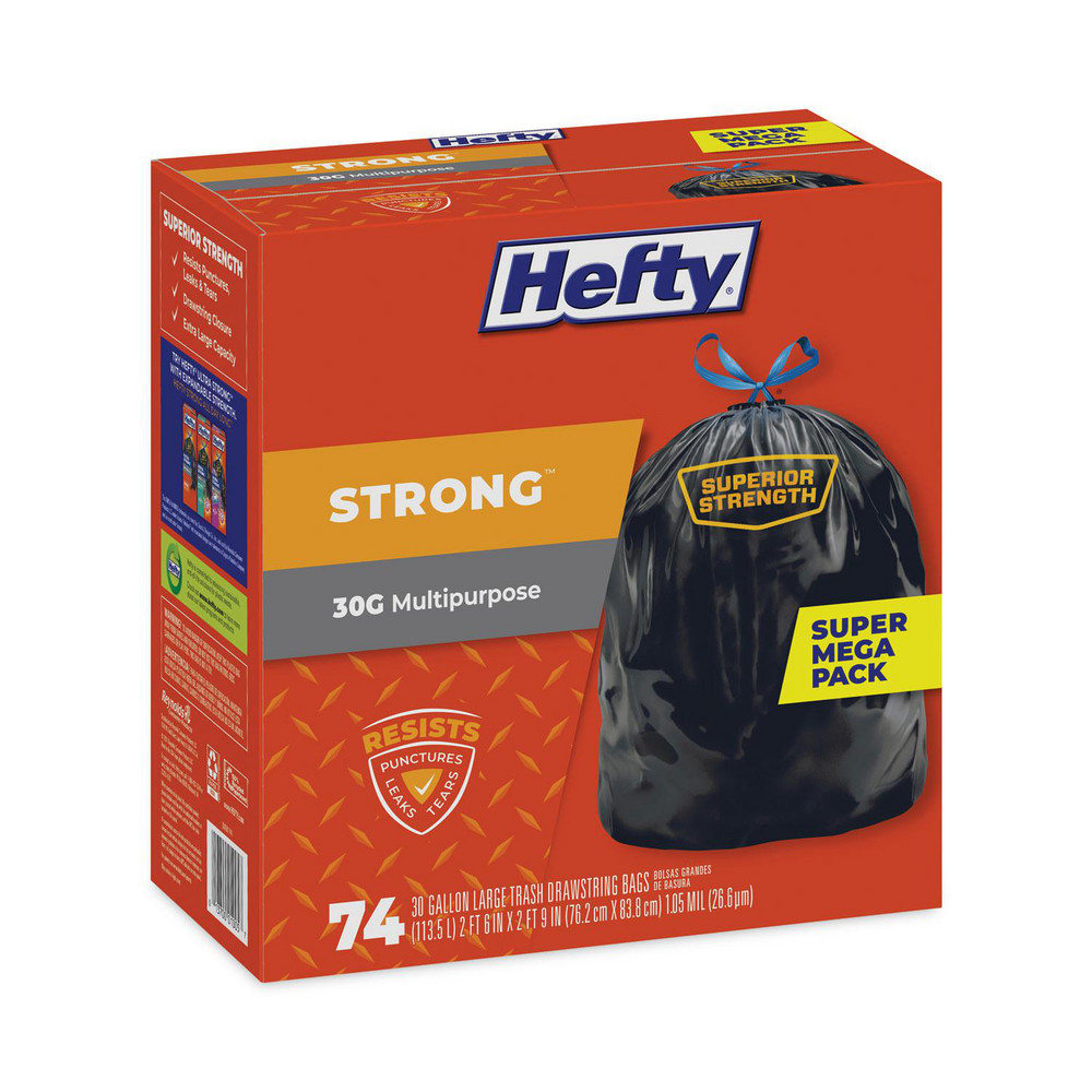 Hefty Hefty® Strong Drawstring Trash Bags: 30 gal, 1.1 mil, Pack of 222 - PCTE85274CT