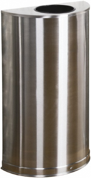 Rubbermaid Decorative Trash Can: 12 gal, Half-Round, Gray - FGSH12SSPL