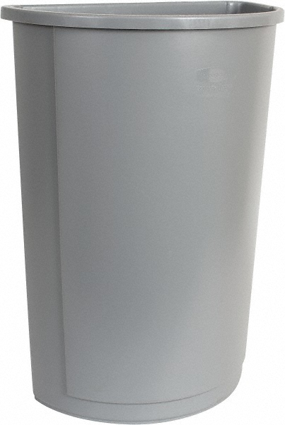 Rubbermaid Decorative Trash Can: 12 gal, Half-Round, Gray - FGSH12SSPL