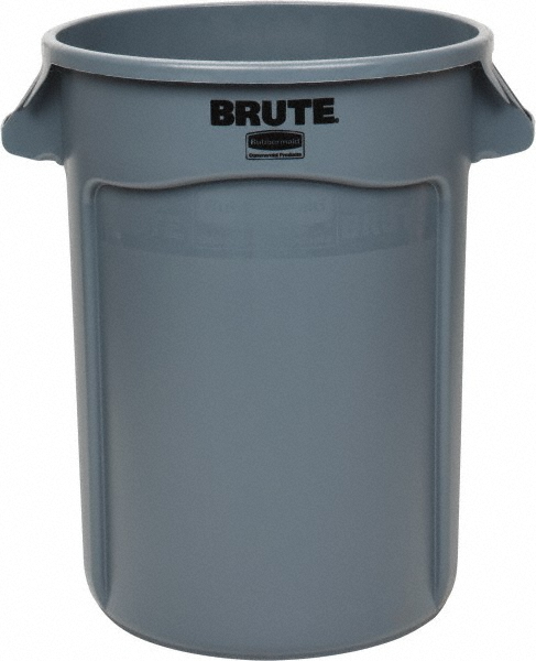 Rubbermaid Decorative Trash Can: 12 gal, Half-Round, Gray - FGSH12SSPL