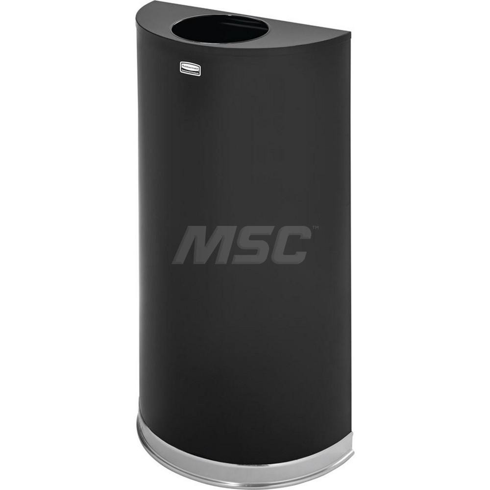 Rubbermaid Decorative Trash Can: 12 gal, Half-Round, Gray - FGSH12SSPL