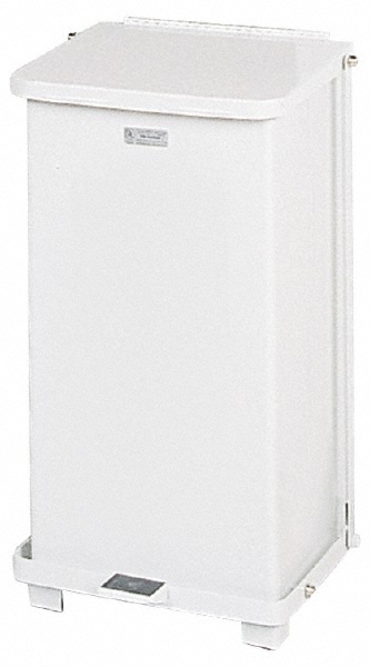 Rubbermaid Defenders Biohazard Steel Trash Can, Step-On, 6.5 Gal, Sky White - FGST12EPLWH