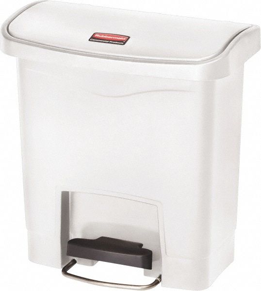 Rubbermaid Defenders Biohazard Steel Trash Can, Step-On, 6.5 Gal, Sky White - FGST12EPLWH