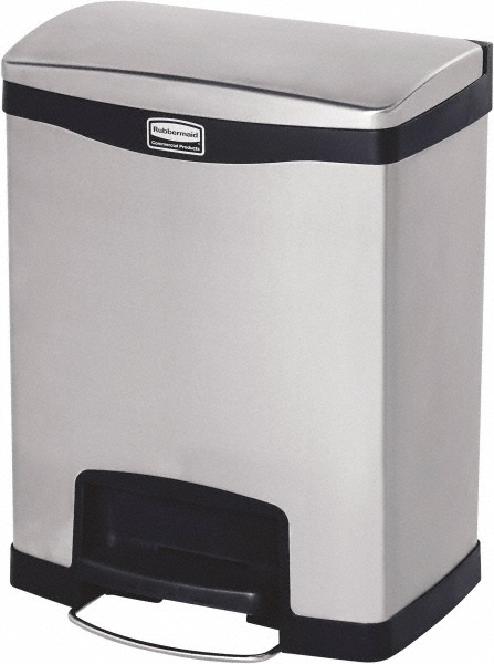 Rubbermaid Defenders Biohazard Steel Trash Can, Step-On, 6.5 Gal, Sky White - FGST12EPLWH