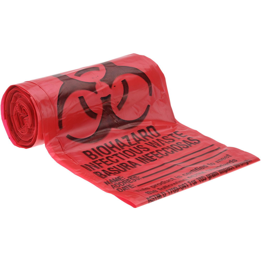PRO-SOURCE Pack of (100) 30 Gal Capacity, Red, Hazardous Waste Bags - PSIW3037