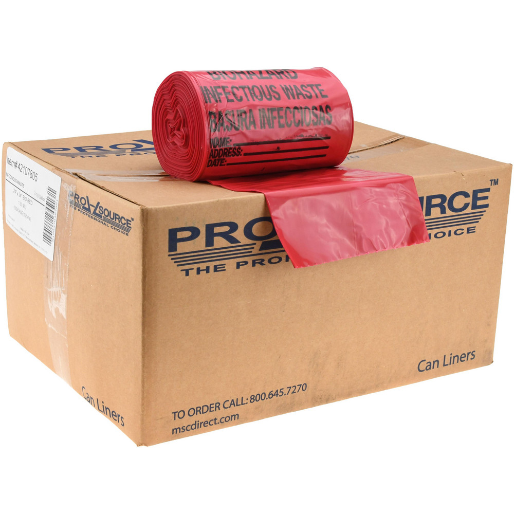 PRO-SOURCE Pack of (500) 10 Gal Capacity, Red, Hazardous Waste Bags - PSIW2424