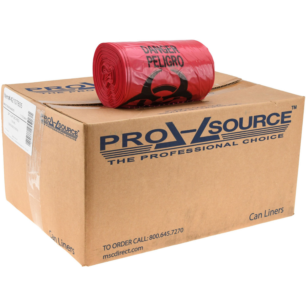 PRO-SOURCE Pack of (100) 45 Gal Capacity, Red, Hazardous Waste Bags - PSIW3848