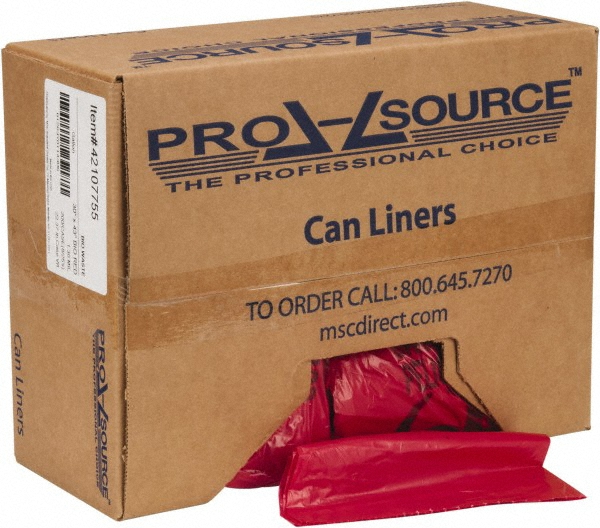 PRO-SOURCE Pack of (100) 45 Gal Capacity, Red, Hazardous Waste Bags - PSIW3848