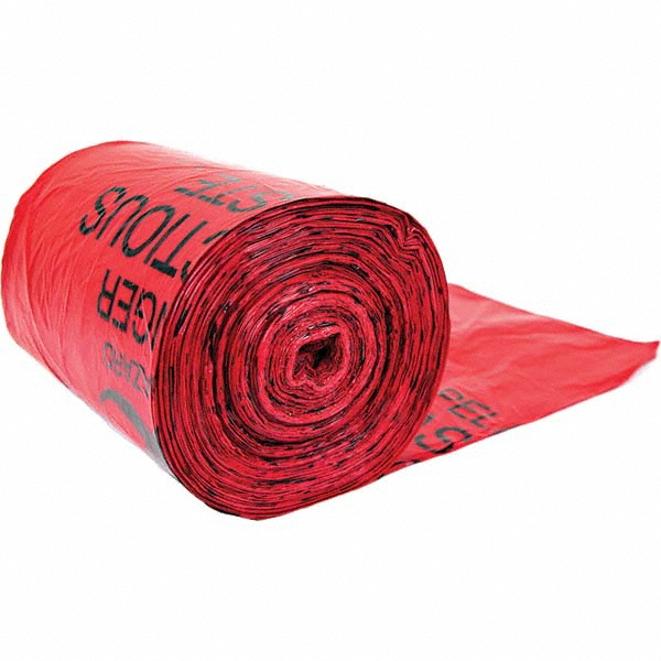 PRO-SOURCE Pack of (100) 45 Gal Capacity, Red, Hazardous Waste Bags - PSIW3848