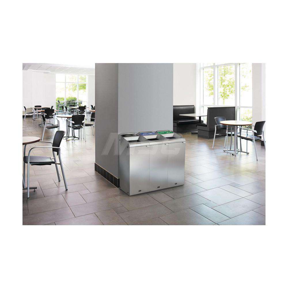 Rubbermaid Decorative Indoor Waste Receptacle: 15 gal, Rectangle, Gray - 1961620