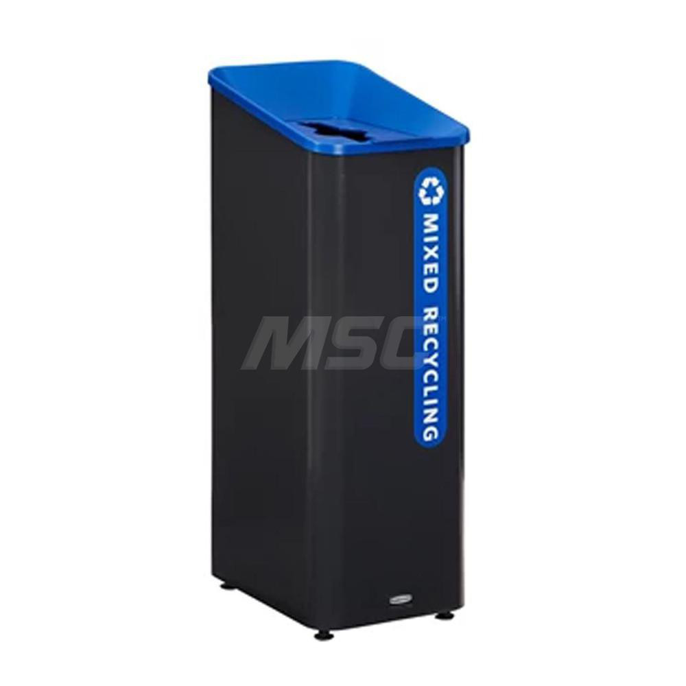 Rubbermaid Sustain Decorative Container, 15 Gallon Trash Can, Black/Blue, Indoor - 2078994