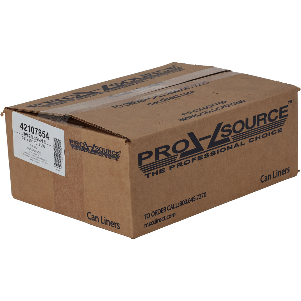 PRO-SOURCE Pack of (200) 33 Gal Capacity, Yellow, Infectious Linen Bags - PSIL3339