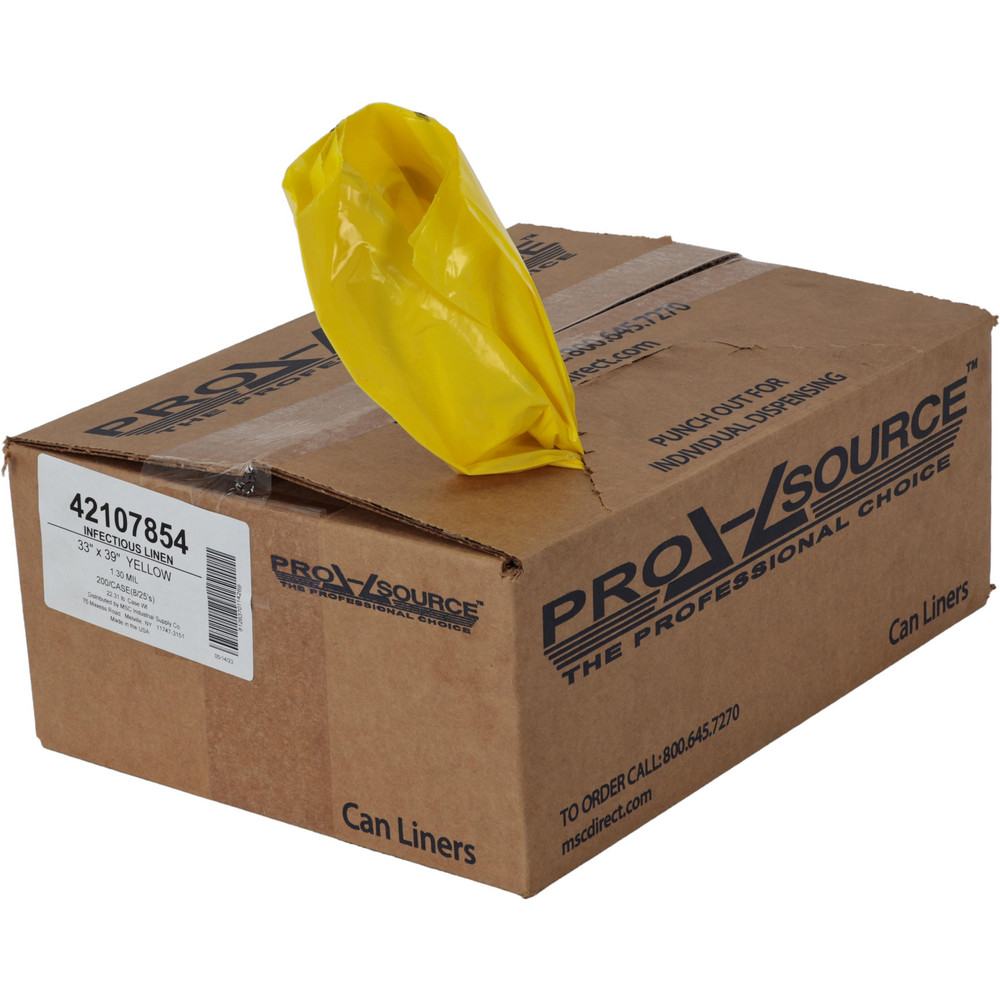 PRO-SOURCE Pack of (200) 33 Gal Capacity, Yellow, Infectious Linen Bags - PSIL3339