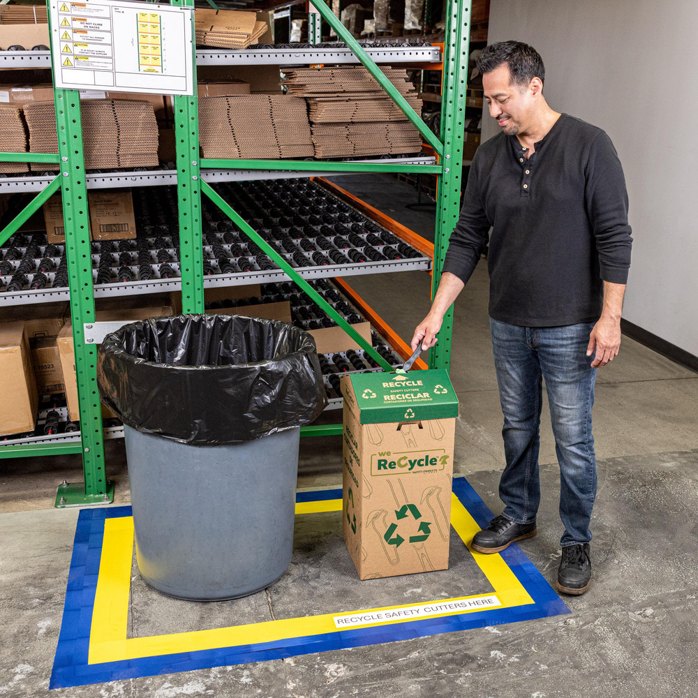 Klever Innovations Trash Cans & Recycling Containers: Product Type: Recycling Container; Type: Recycle Container, Recycling Kit; Container Capacity: 14 Gallon - Inner Shipping Bag Holds Approx. 600 Safety Cutters; Container Shape: Rectangle - A48003-0