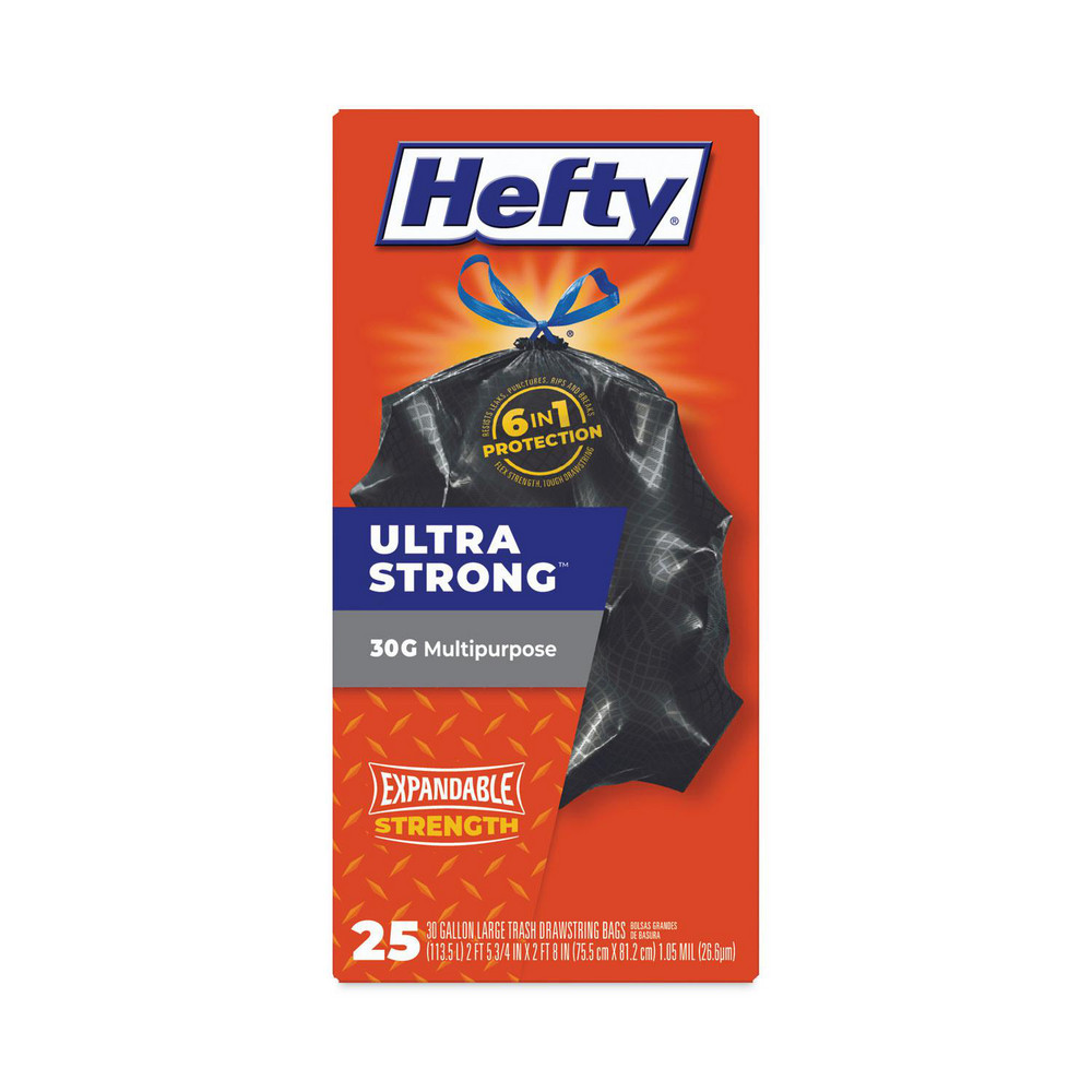 Hefty Hefty® Ultra Strong Drawstring Trash Bags: 30 gal, 1.05 mil, Pack of 150 - RFPE80627
