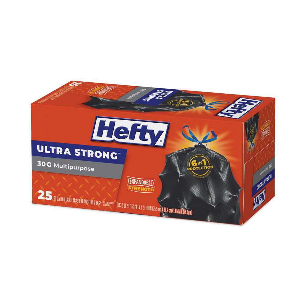 Hefty Hefty® Ultra Strong Drawstring Trash Bags: 30 gal, 1.05 mil, Pack of 150 - RFPE80627