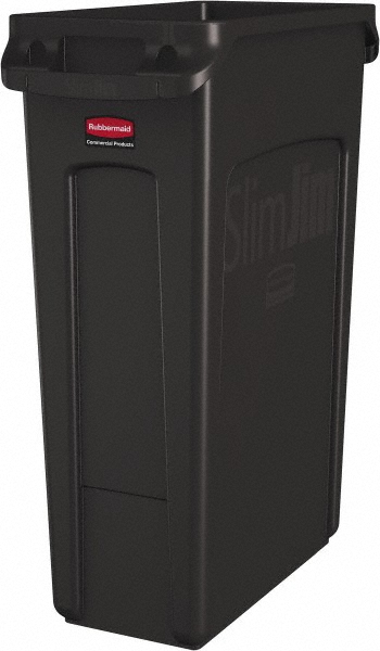 Rubbermaid SLIM JIM Plastic Rectangular Trash/Garbage Can/Bin with Venting Channels, 23 Gal, Brown - 1956187