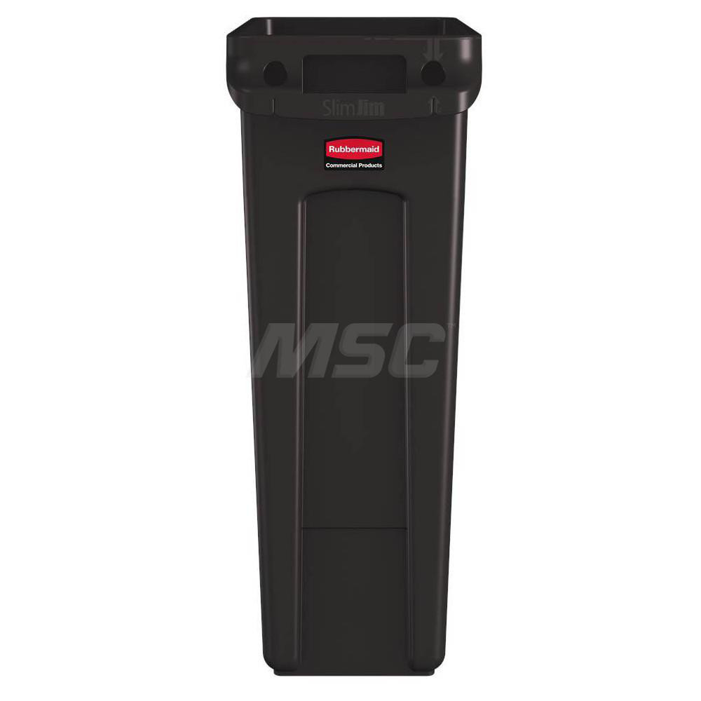 Rubbermaid SLIM JIM Plastic Rectangular Trash/Garbage Can/Bin with Venting Channels, 23 Gal, Brown - 1956187