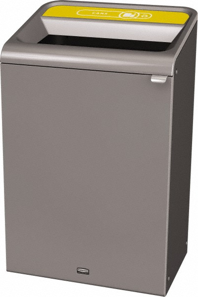 Rubbermaid Decorative Indoor Waste Receptacle: 45 gal, Rectangle, Gray - 1961682