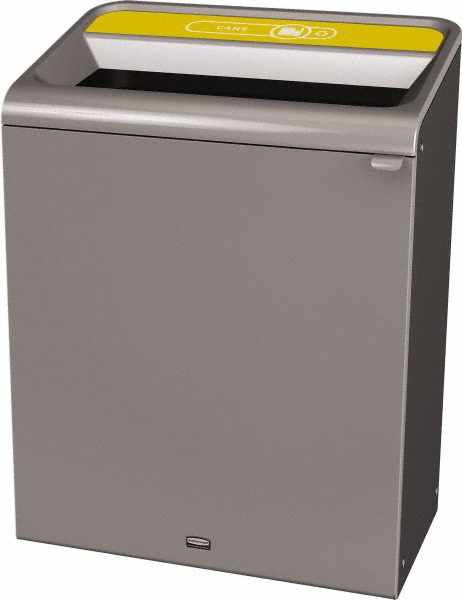 Rubbermaid Decorative Indoor Waste Receptacle: 45 gal, Rectangle, Gray - 1961682
