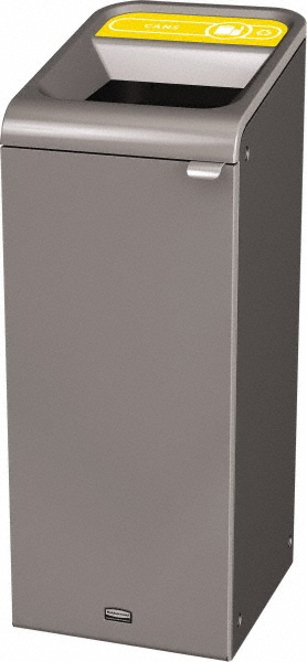 Rubbermaid Decorative Indoor Waste Receptacle: 33 gal, Rectangle, Gray - 1961505