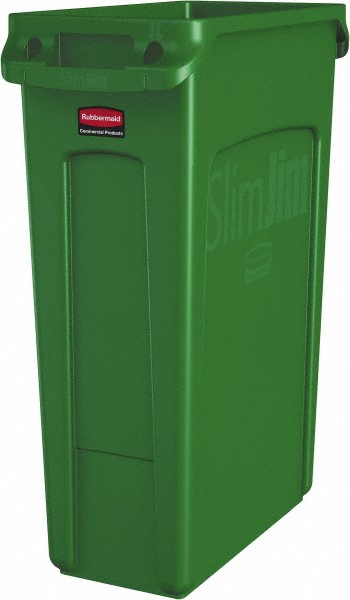 Rubbermaid Trash Can: 23 gal, Rectangle, Green - 1956186